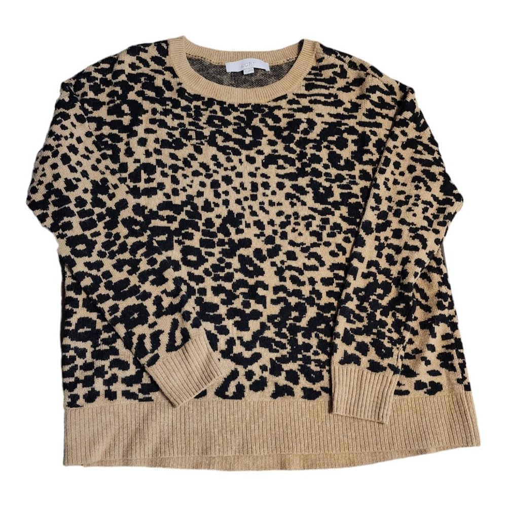 Ann Taylor Loft Animal Print Super Soft Wool Blend Oversized Sweater Sz Small